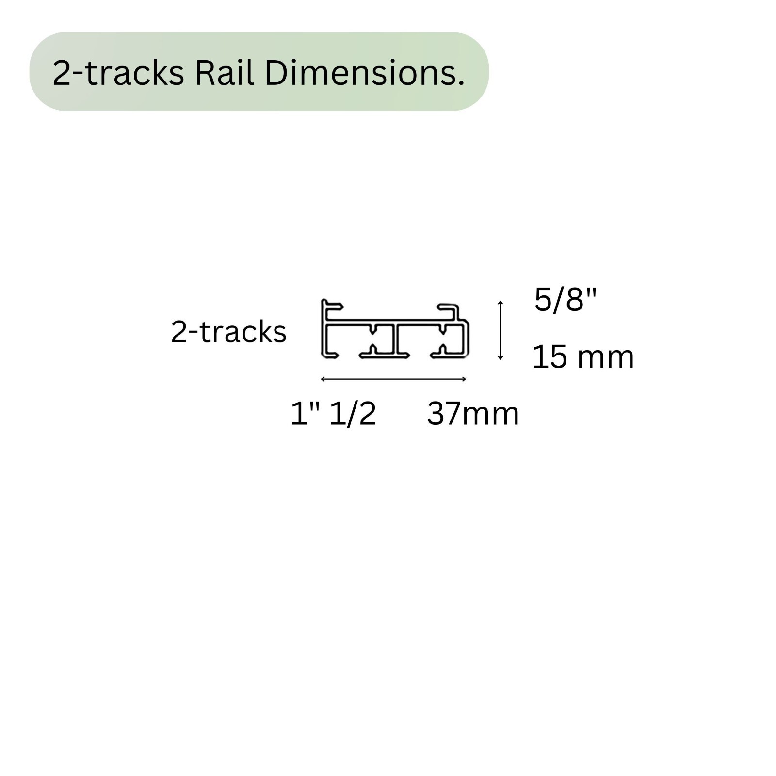 2-track Rail for Vertical Blinds or Curtains, inside, outside mount, Custom Size