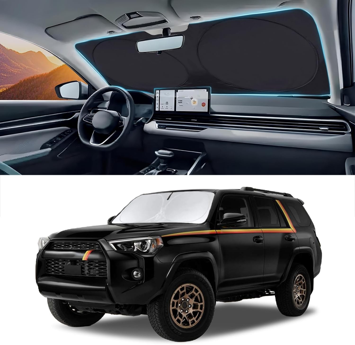 Car Windshield Sun Shade for 4Runner 2003-2009-Sunshade for Front Window Cover C
