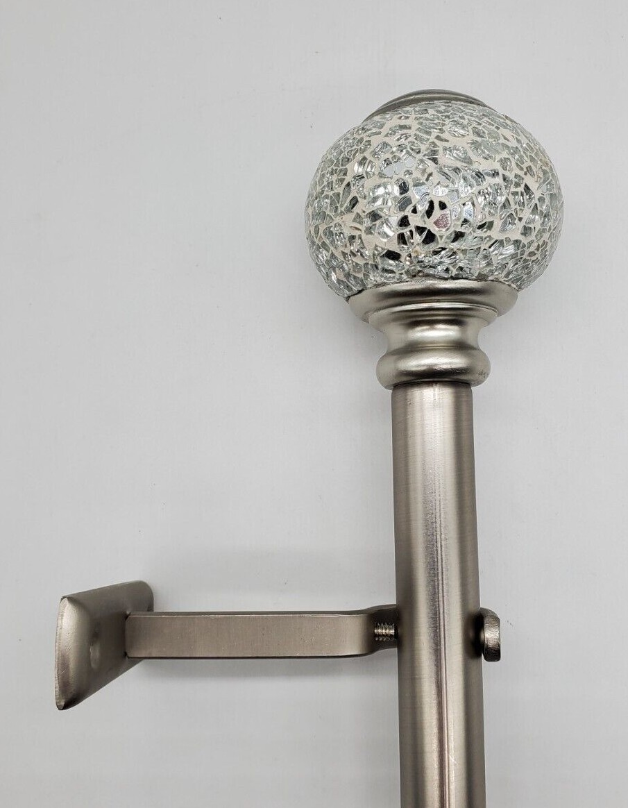 Mirrored Mosaic 1″ Adjustable Curtain Rod – Brushed Nickel, Two Sizes