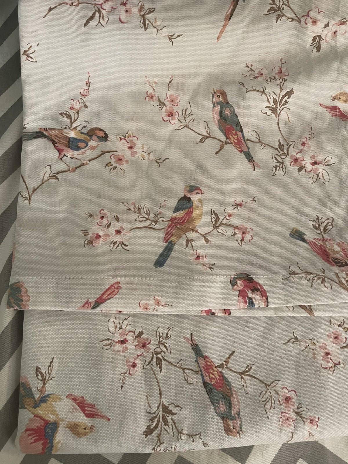 NEW CATH KIDSTON British BIRDS Garden Floral Sage 100%Cotton Curtains 50×84 Pair