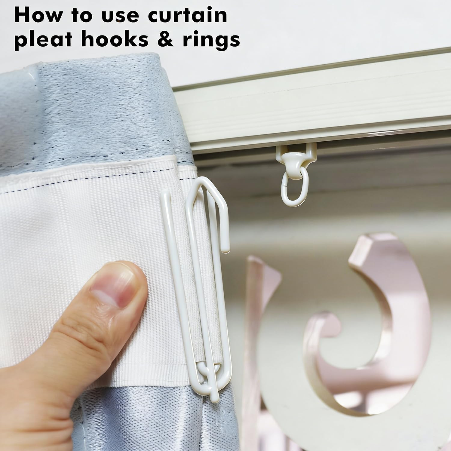 Curtain Pleat Hooks Stainless Steel, 60 Pack Drapery Hook and Pins for Pleated D