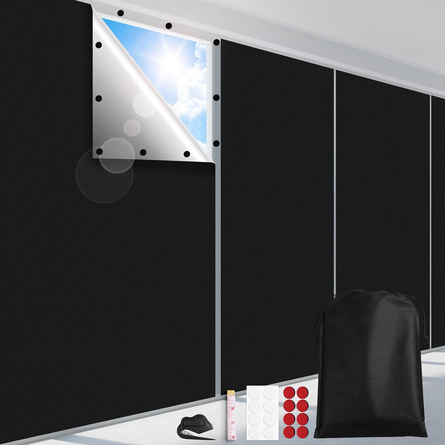 Blackout Curtains for Bedroom, Portable 100% Black Out Window Cover Film, Cuttab