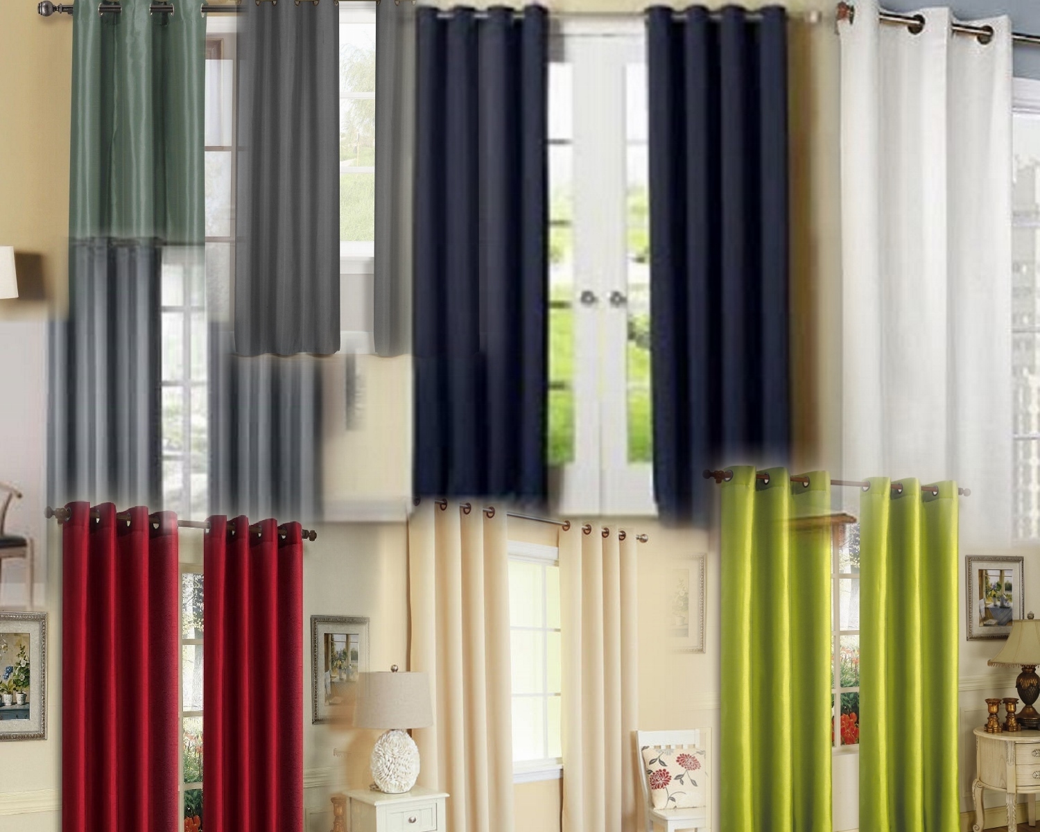 2 PANELS ANTIQUE GROMMETS SILK WINDOW CURTAINS FOAM LINED BLACKOUT ROOM DARK K72