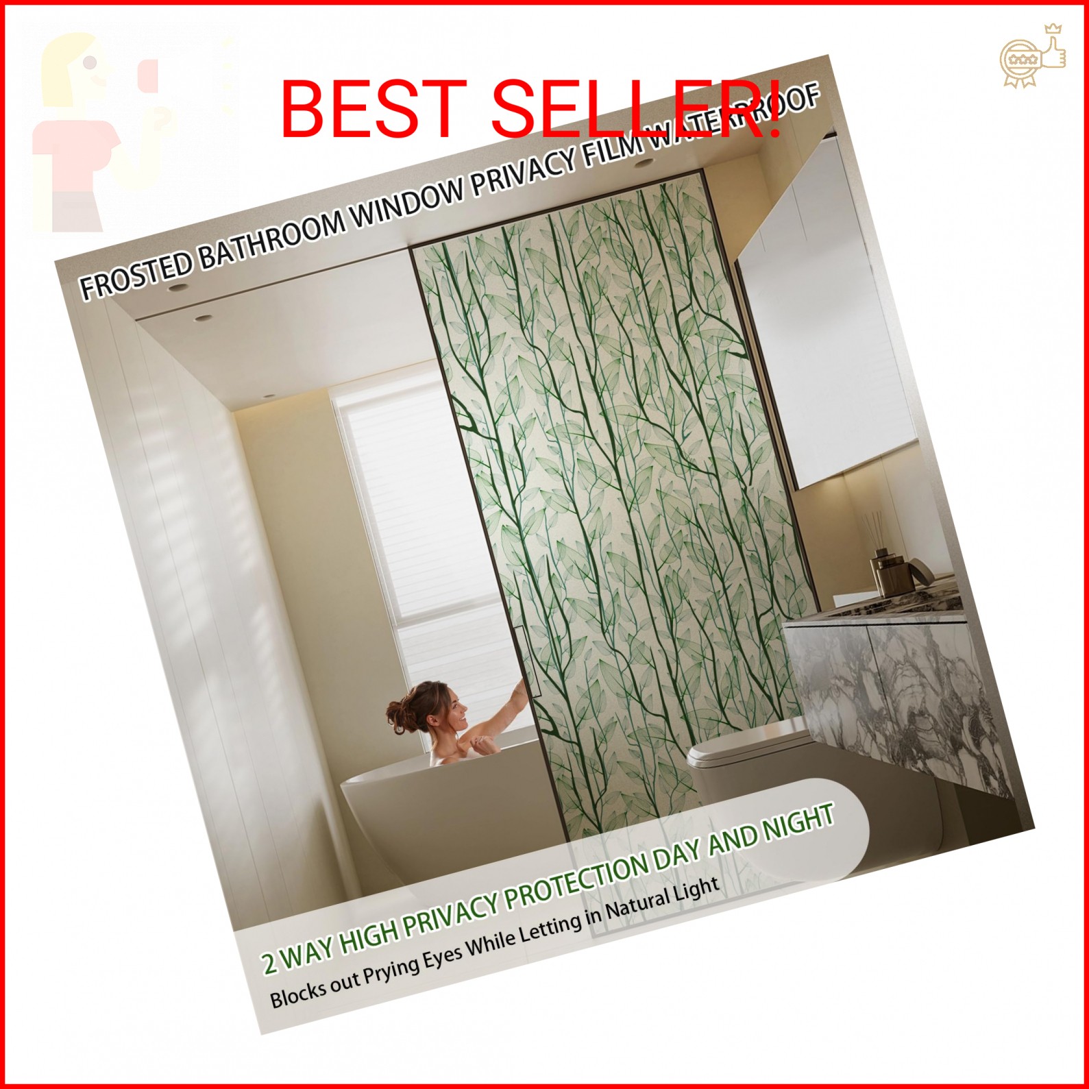DKTIE Window Film Privacy with Installation Tools, Decorative Stained Glass Wind