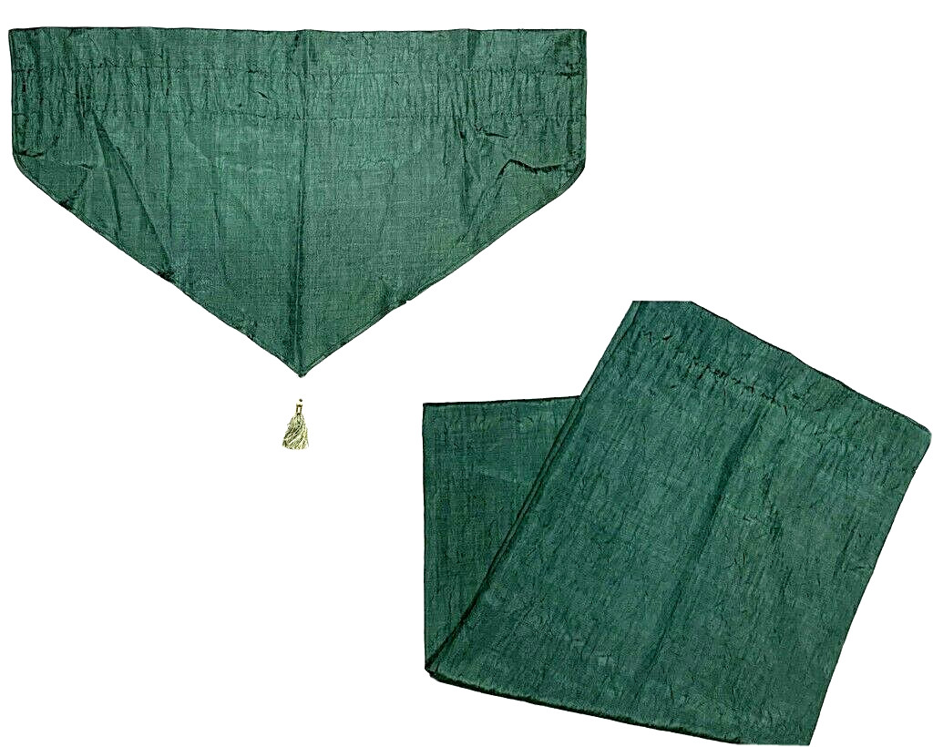 Croscill Discontinued Set 8 Telluride Dark Green Curtain Panels & Valances Rare
