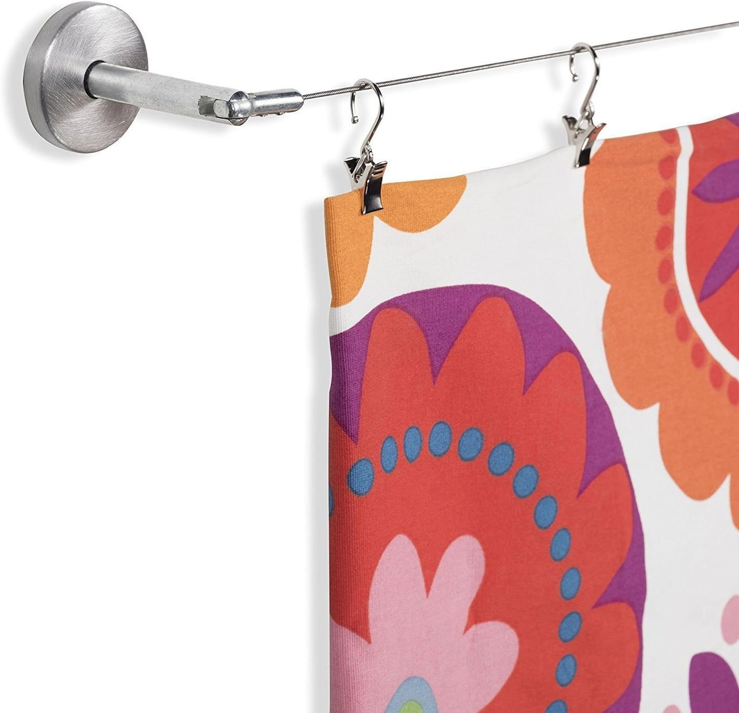 Fasthomegoods Window Decor Drapery Curtain Wire Rod Set with 24 Clips Stainless