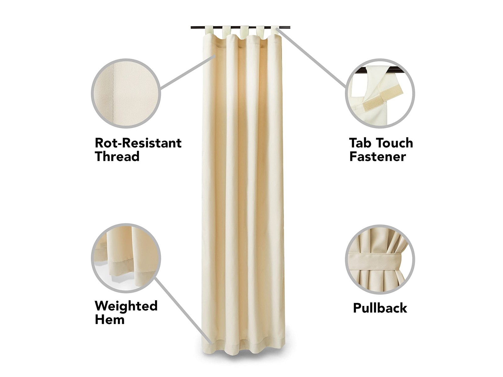 Covermates Tab Top Curtain – Weather Resistant, Touch Fastener Tabs, Weighted…