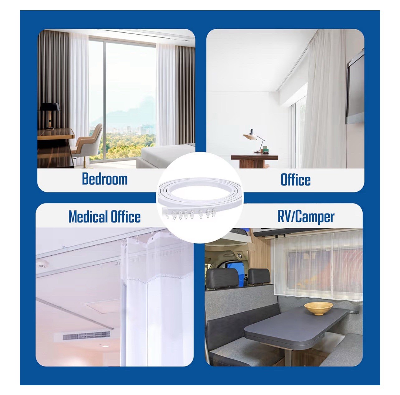 UrbanRed Flexible Bendable Ceiling Mount Curtain Track 5 Meters 16.4FT Mount
