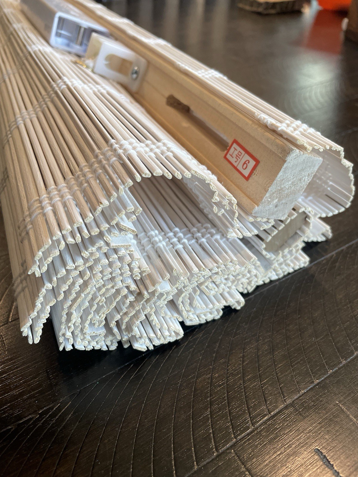 Radiance Cordless White Matchstick Bamboo Roman Shade, 22.5“ x 64”