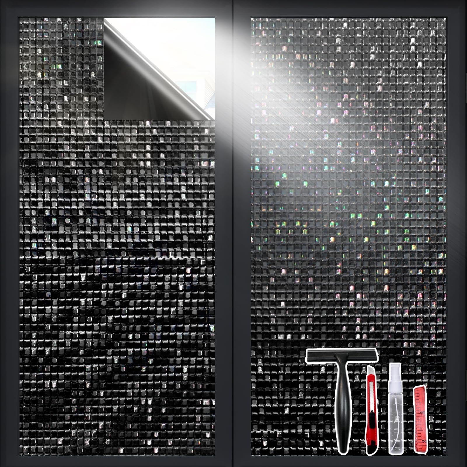 Total Blackout Window Film with Installation Tools, 100% UV Blocking Room Dar…