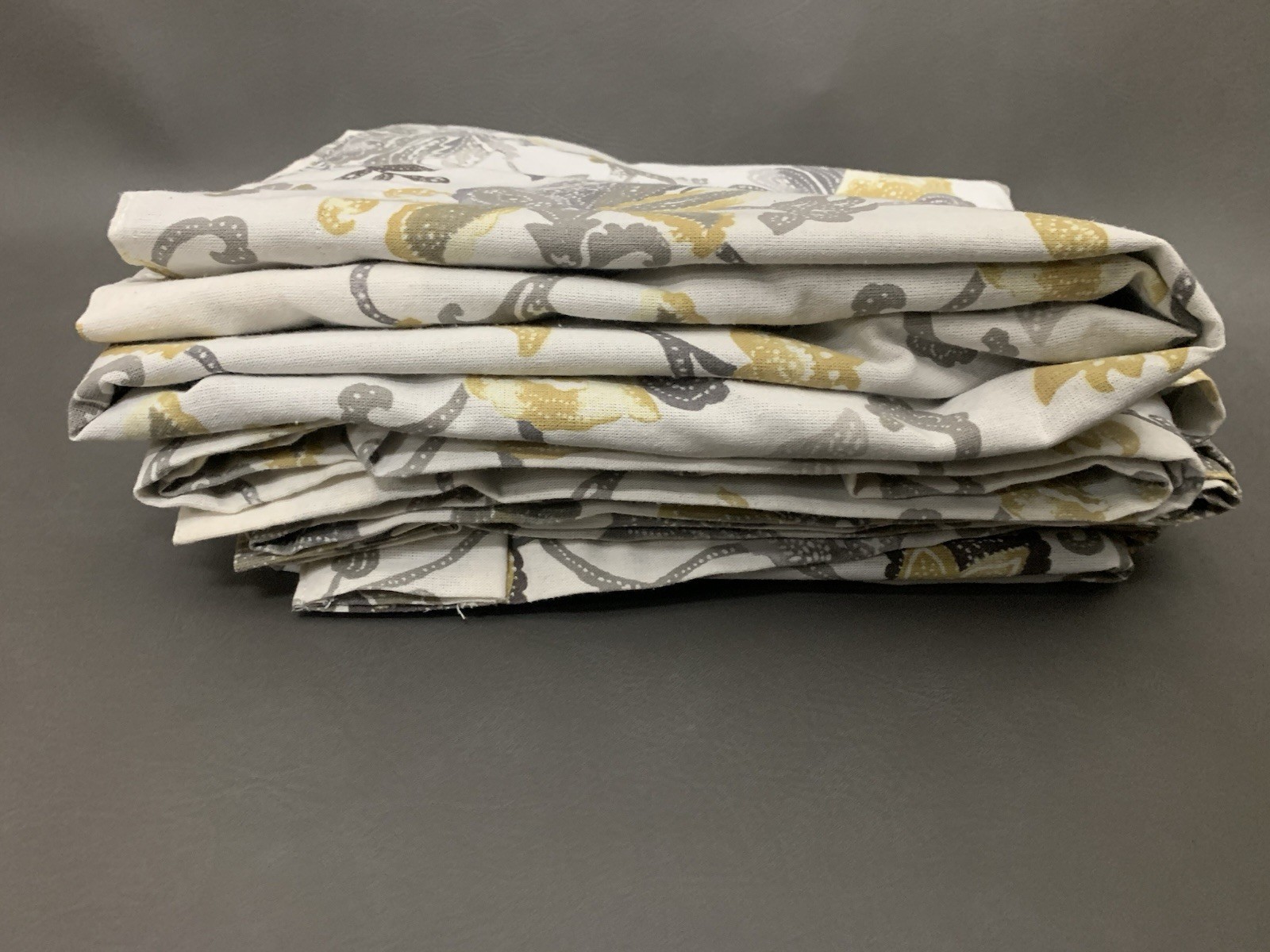 Shabby Chic Drapes Curtains Yellow Grey Floral Paisley (PAIR) 50″ X 60″