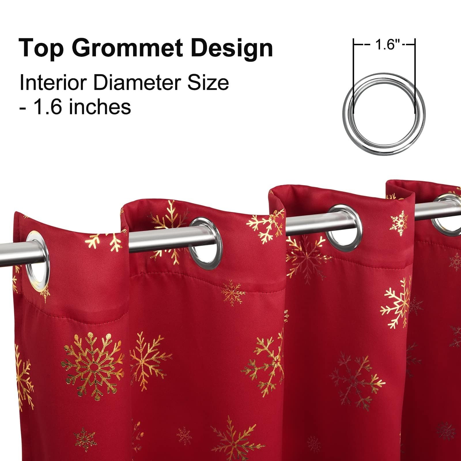 FRAMICS Gold Snowflake Foil Print Christmas Curtains, Thermal Insulated Black…