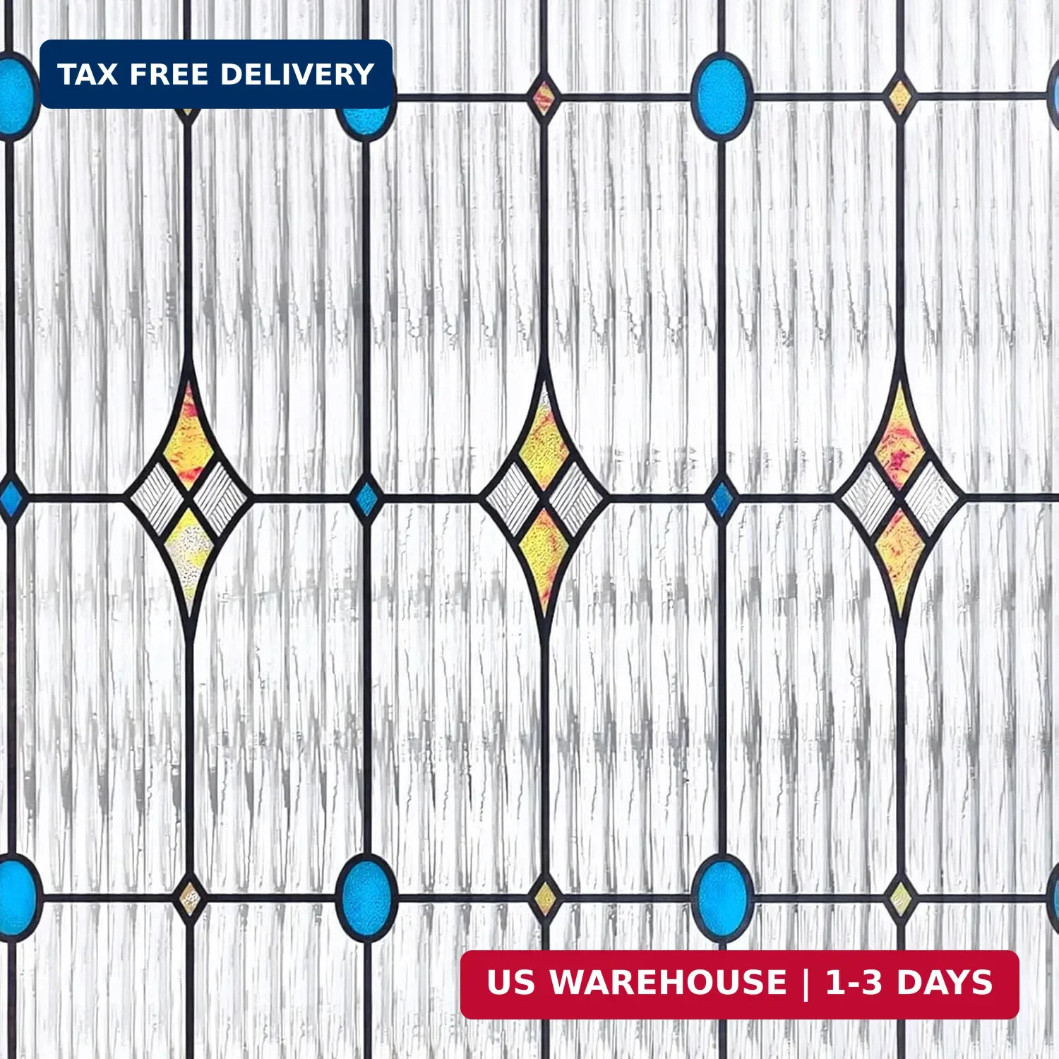 ADD.HERES Window Privacy Film, Stained Glass Decorative Static Cling, Removable