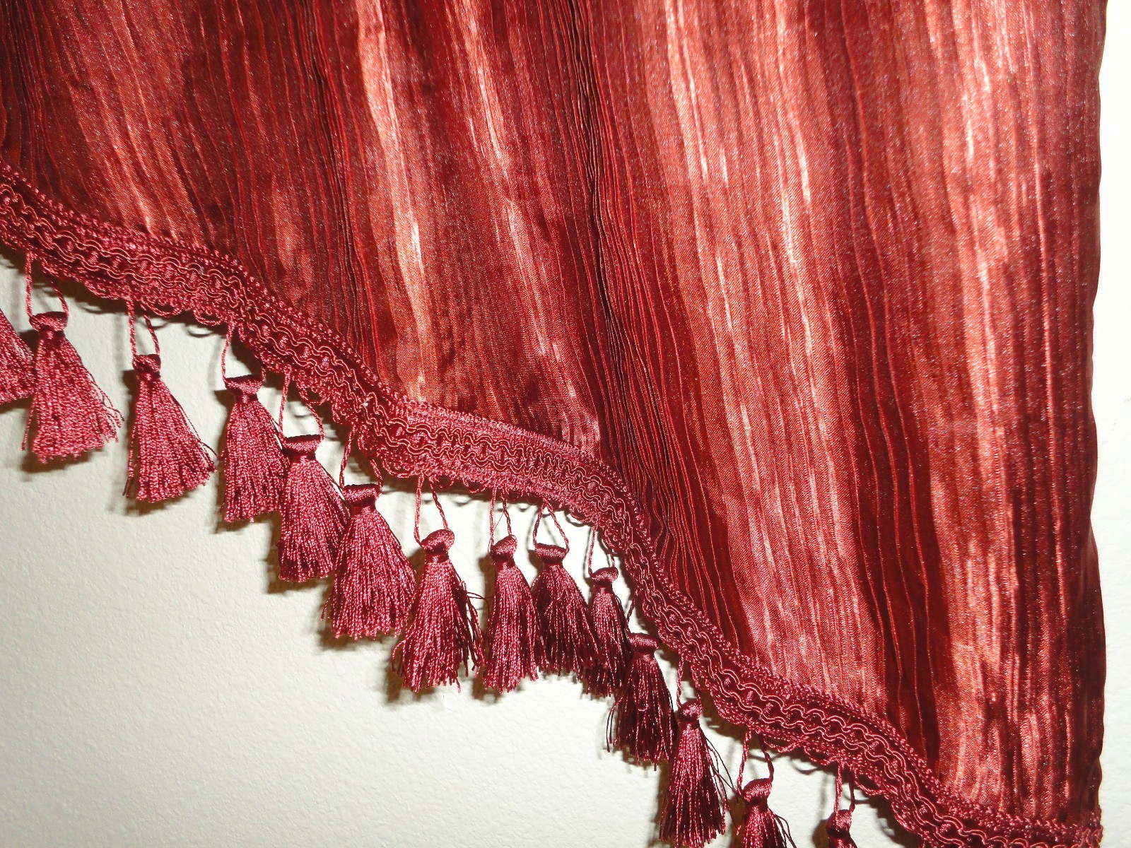 CHRIS MADDEN PLEATED CINNAMON RUST BURNT ORANGE (2PC) VALANCE SET 66 X 36