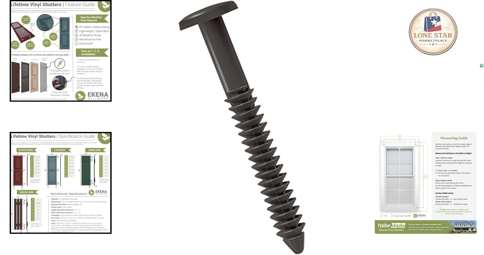 3″ Fully Threaded Tuxedo Gray Vinyl Shutter Screws – 12 Pack for Secure Fittings