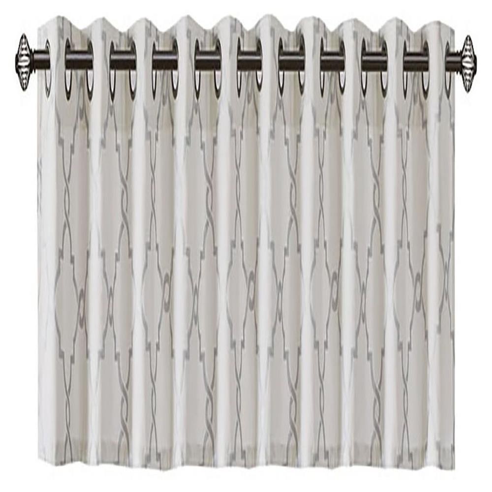 Pemberly Row Polyester Cotton Rayon Fretwork Printed Valance in Ivory