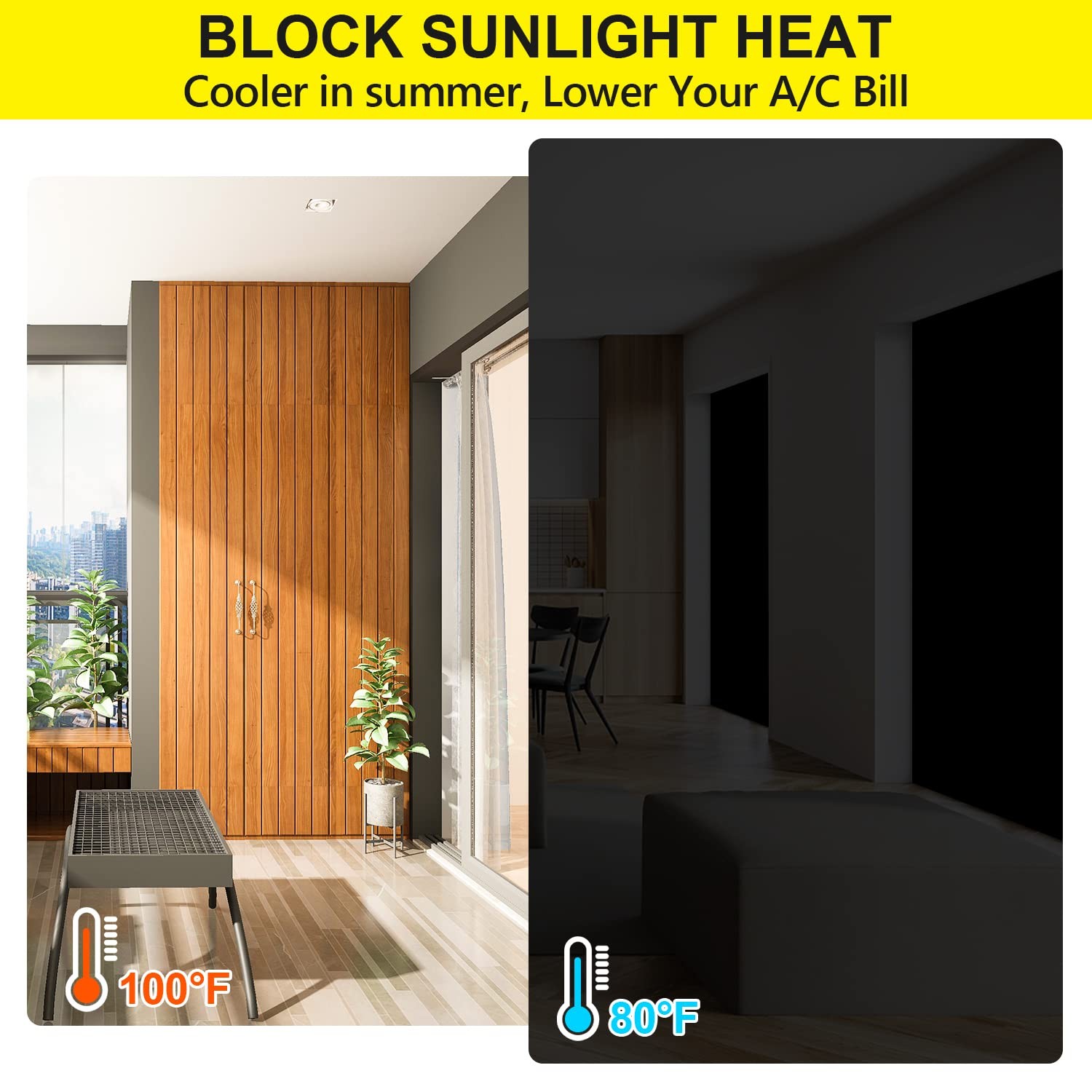 Blackout Curtains 2-Pack, Portable Cuttable Shades, No Drill, 57”W, Travel Use