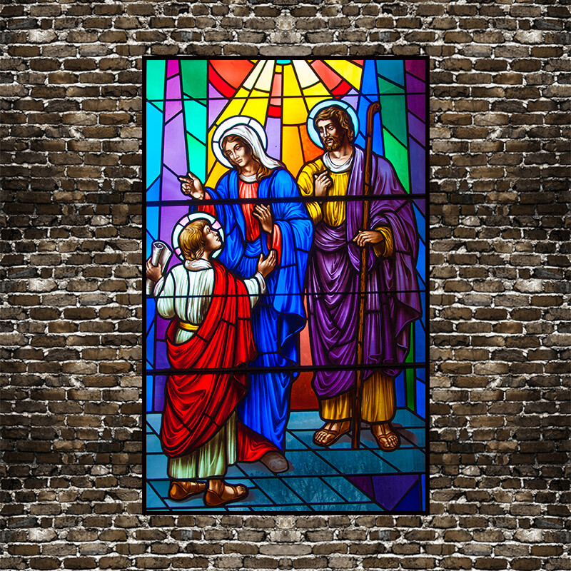 Self-adhesive Window Film Church Stained Glass Sticker Opaque Retro Decorate NEW