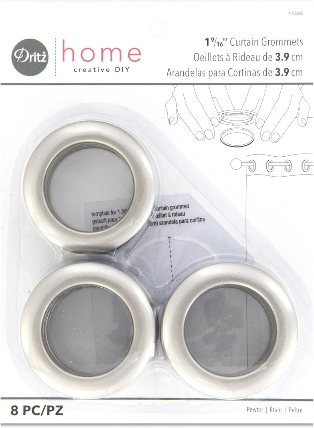 Stylish Pewter Grommet Kit – 8 Durable Curtain Hardware for Easy Install