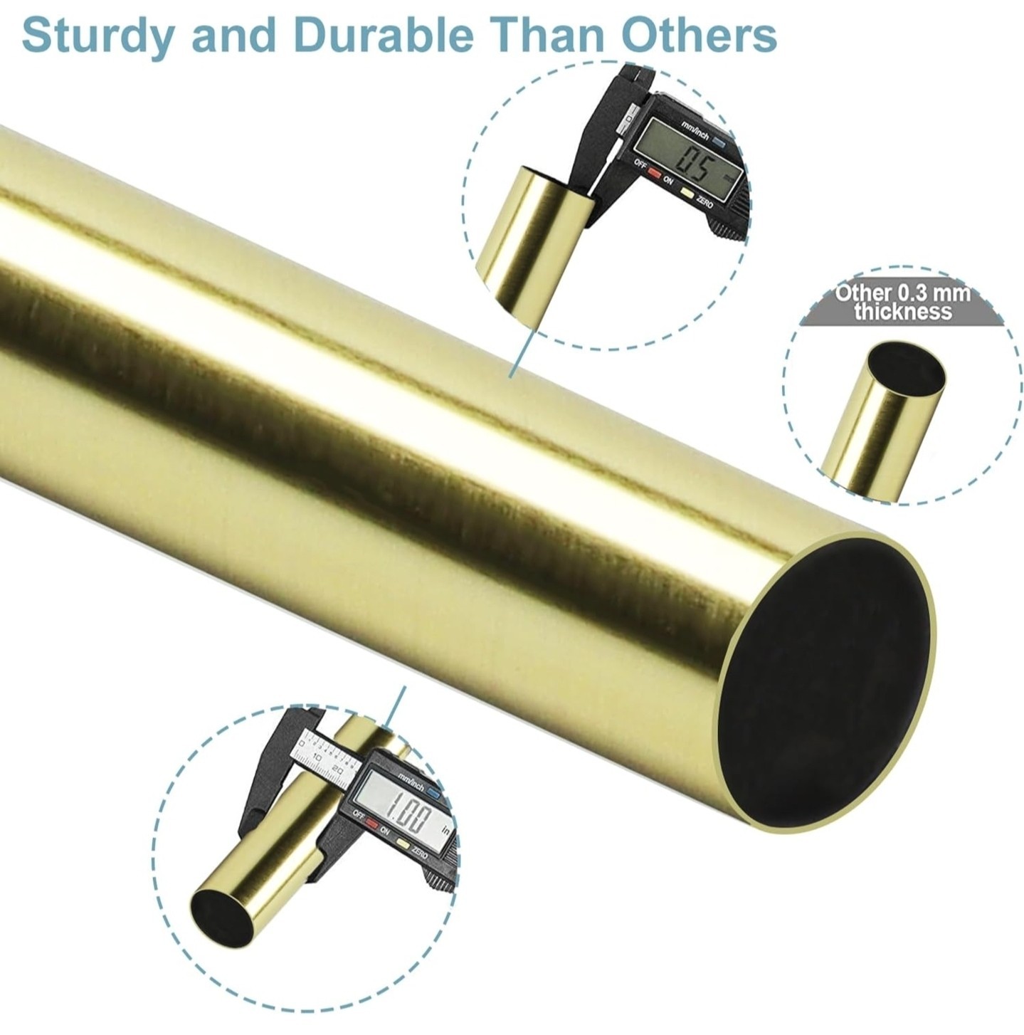 Adjustable Curtain Rods For Windows 16 to 144 Inches, 1 Inch Diameter, Gold, NEW