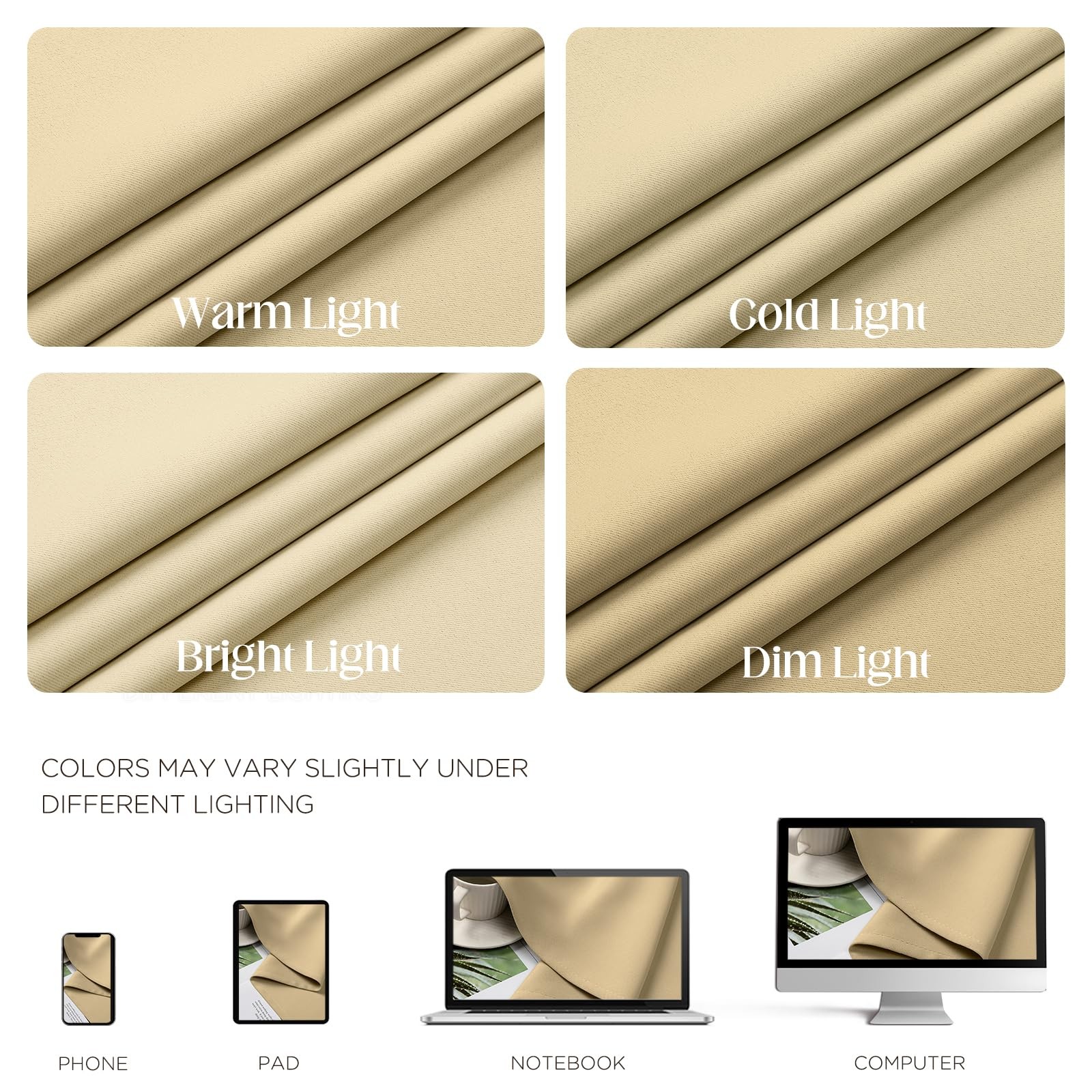 CUCRAF Beige Blackout Curtains 84 inch Length 52″W x 84″L (Pack of 2),