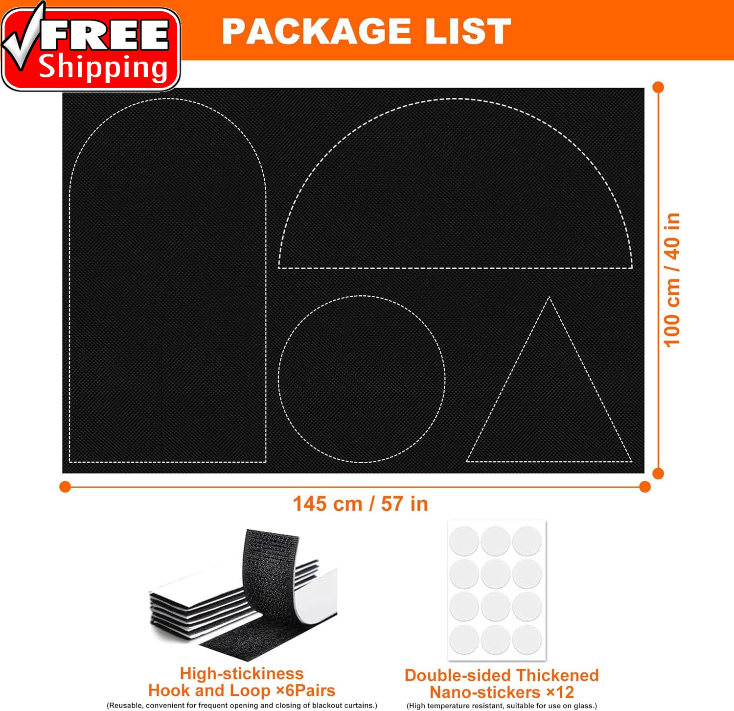 100% Black Out Window Cover Portable Blackout Shades Adhesive Thermal Blackout B