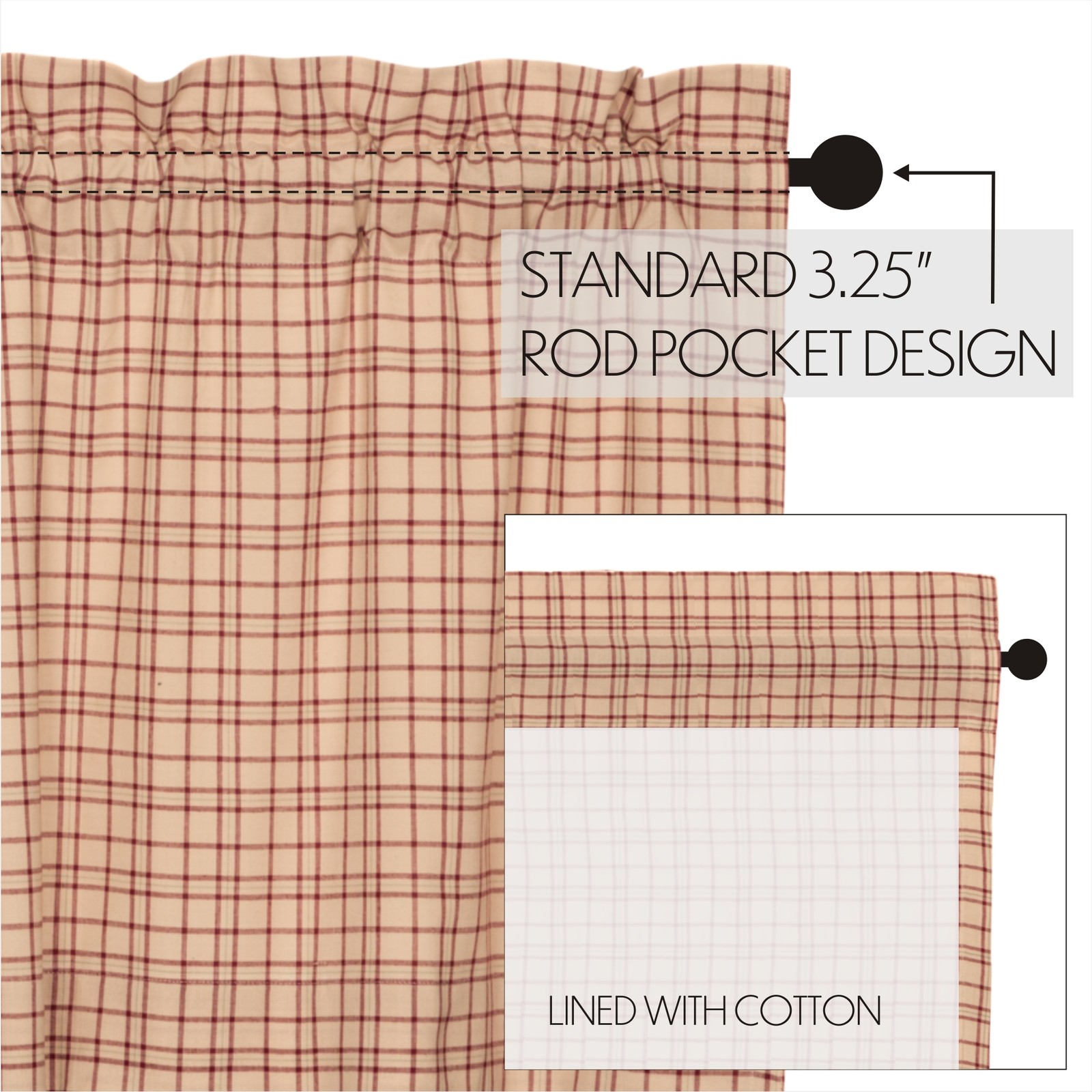Rustic 24″x36″ Tier Pair Creme Rod Pocket Kitchen Window Curtains VHC Brands