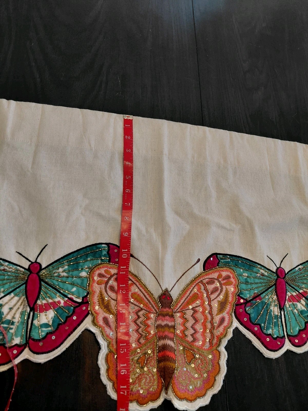 Pier 1 Imports Vintage Sequin Butterflies Valance Ivory 41 1/2″ X 18″