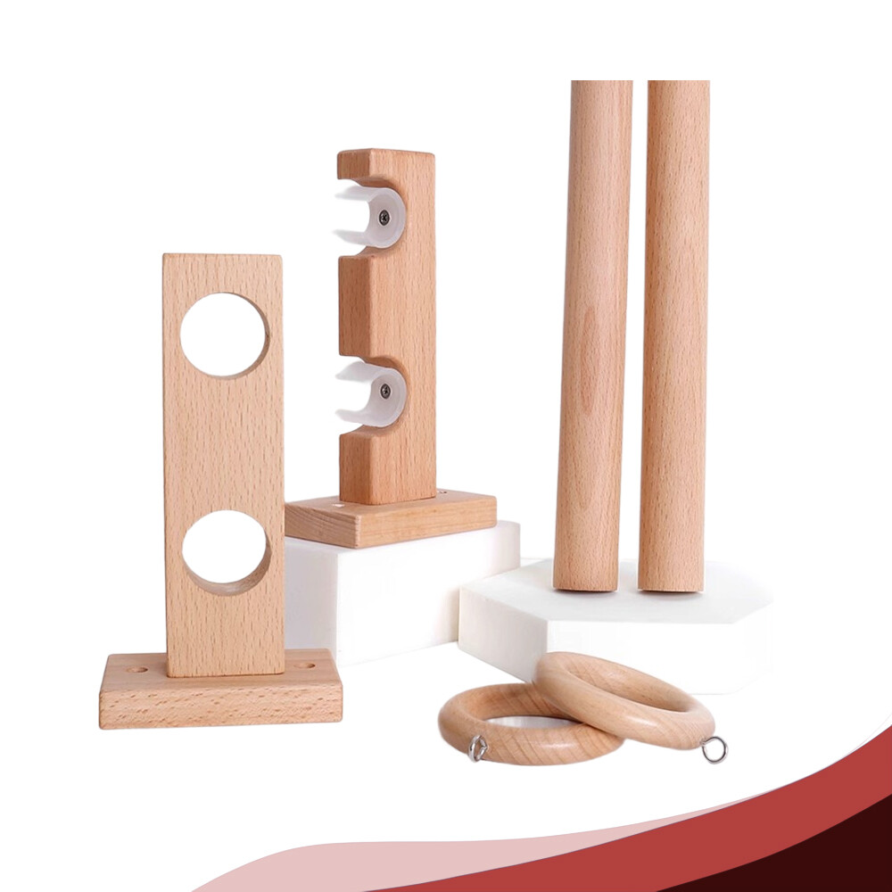 Wooden Curtain Rods Bracket Single / Double Pole Holder Decorative, Multi-Styles