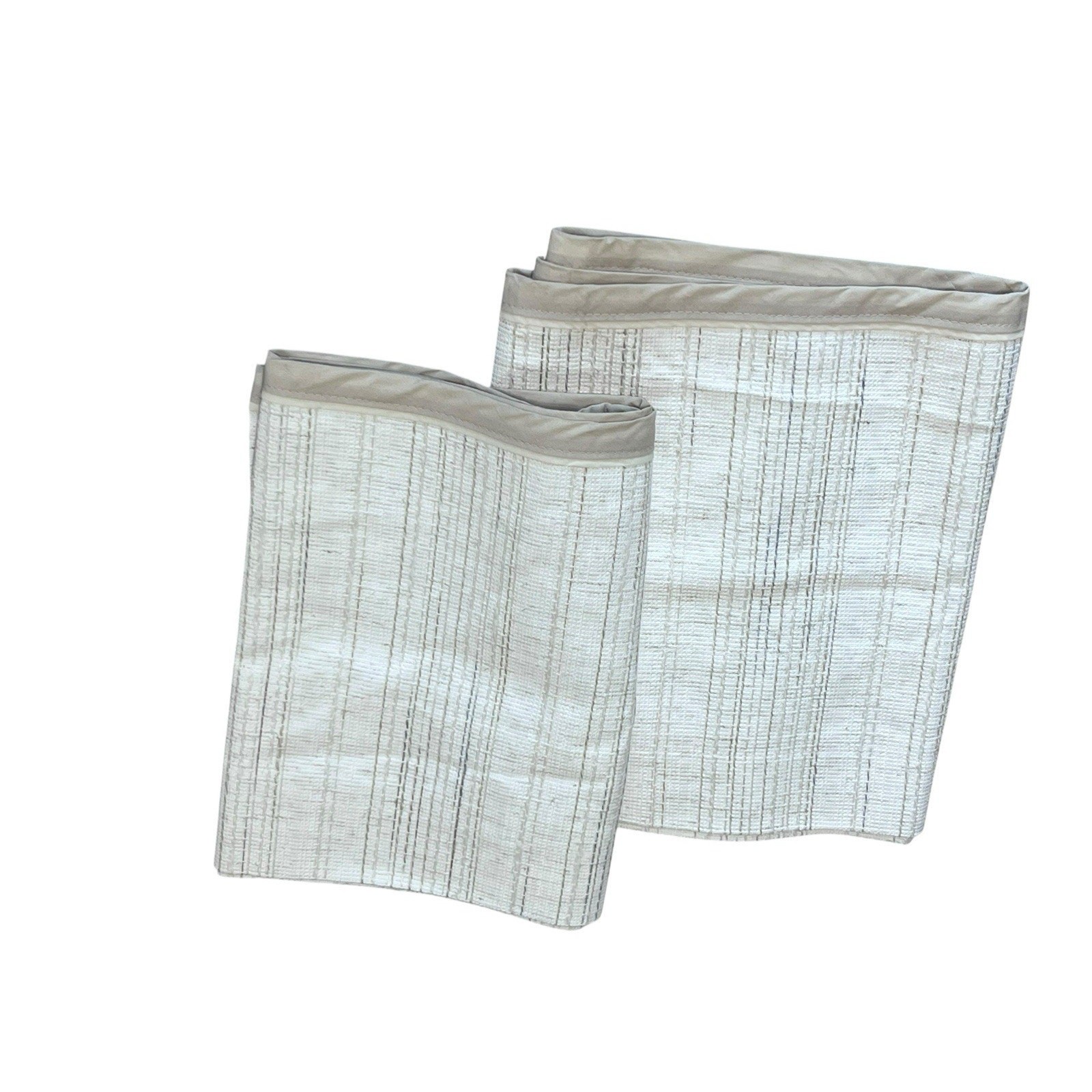BURLINGTON HOUSE Pair Textured Weaves VALANCES Ivory Beige Neutrals 82″ Vtg USA
