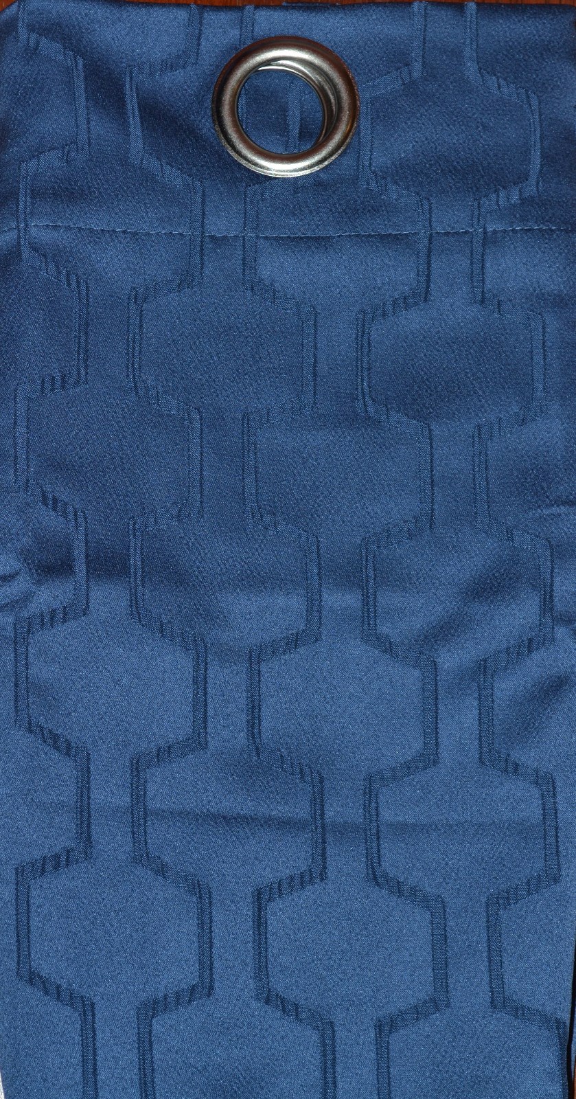 Window Curtain~Single Panel~Geometric Blue~Grommet~38″ x 63″~NEW
