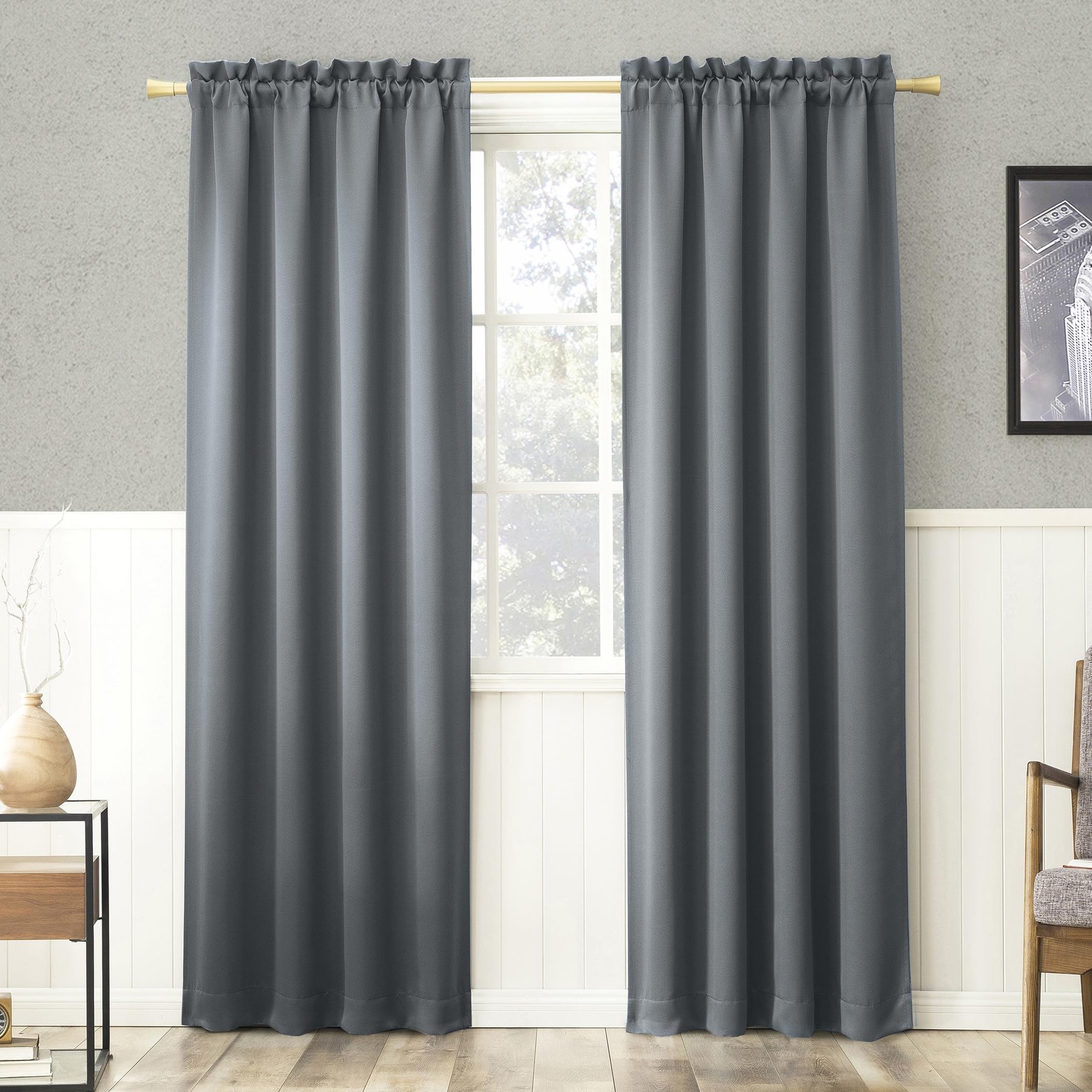 Energy Saving Blackout Curtain Panel, Denim Blue, 40″ W x 63″ L