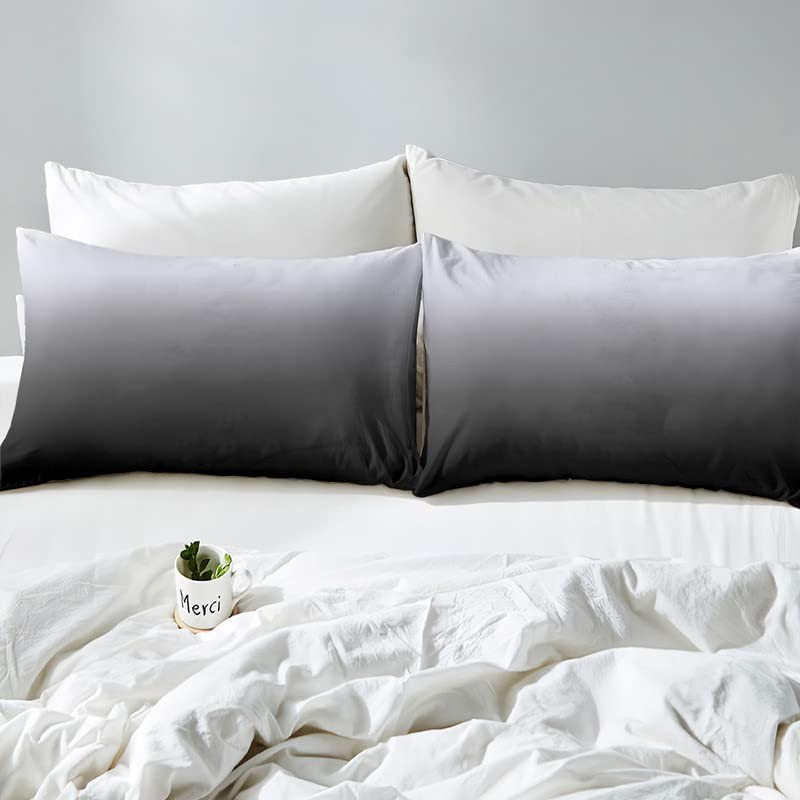 Grey Black Ombre Comforter Set Queen Gray White Gradient Queen, Multi 50