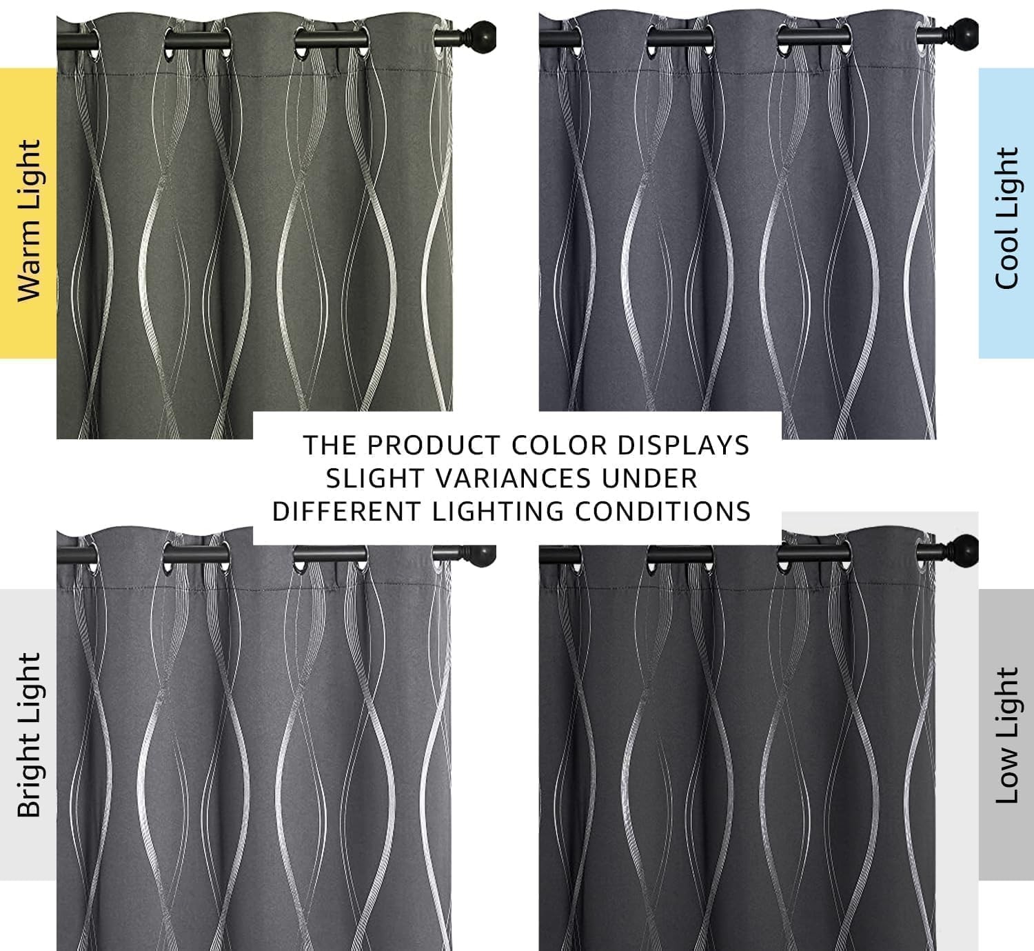 Grey Blackout Striped Pattern Curtains for Living Room 84 inch Long 2 Panels …