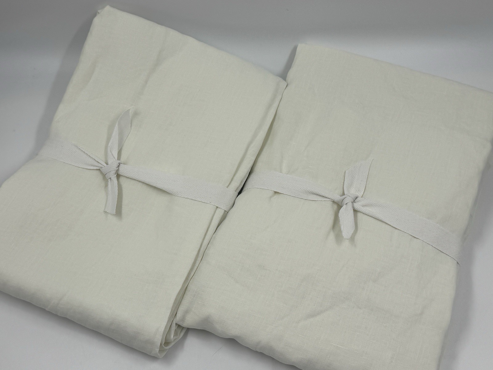 New Set/2 Pottery Barn 50 x 96” Unlined Belgian Flax Linen Curtain, Ivory