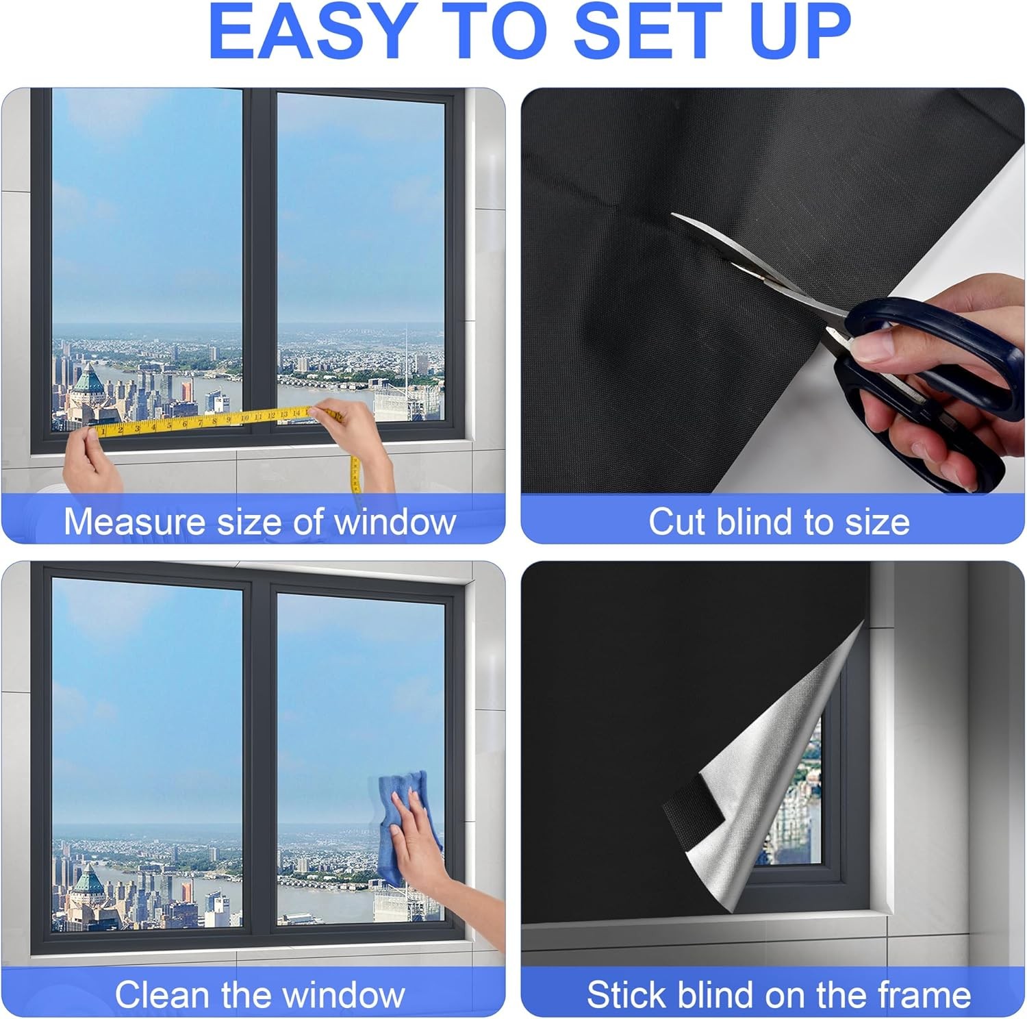 Blackout Window Cover, Upgraded Hook and Loop – Portable Shades No Residue and