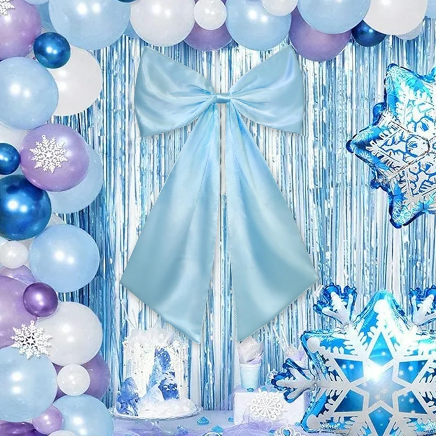 24×36 Inch Large Bow Decor Giant Satin Blue For Room Wall Coquette Birthday