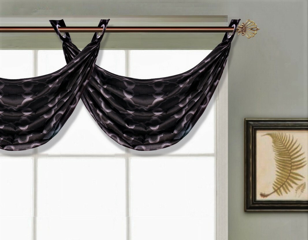 1PC FAUX SILK WATERFALL SEMI-SHEER WINDOW VALANCE CURTAIN 2-TONE MIX COLOR V23