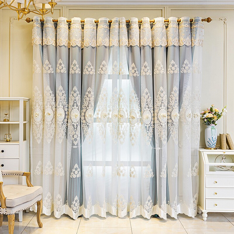 1 Panel Blackout Curtain Double Layer Window Tulle Drape Valance 3D Flower Home