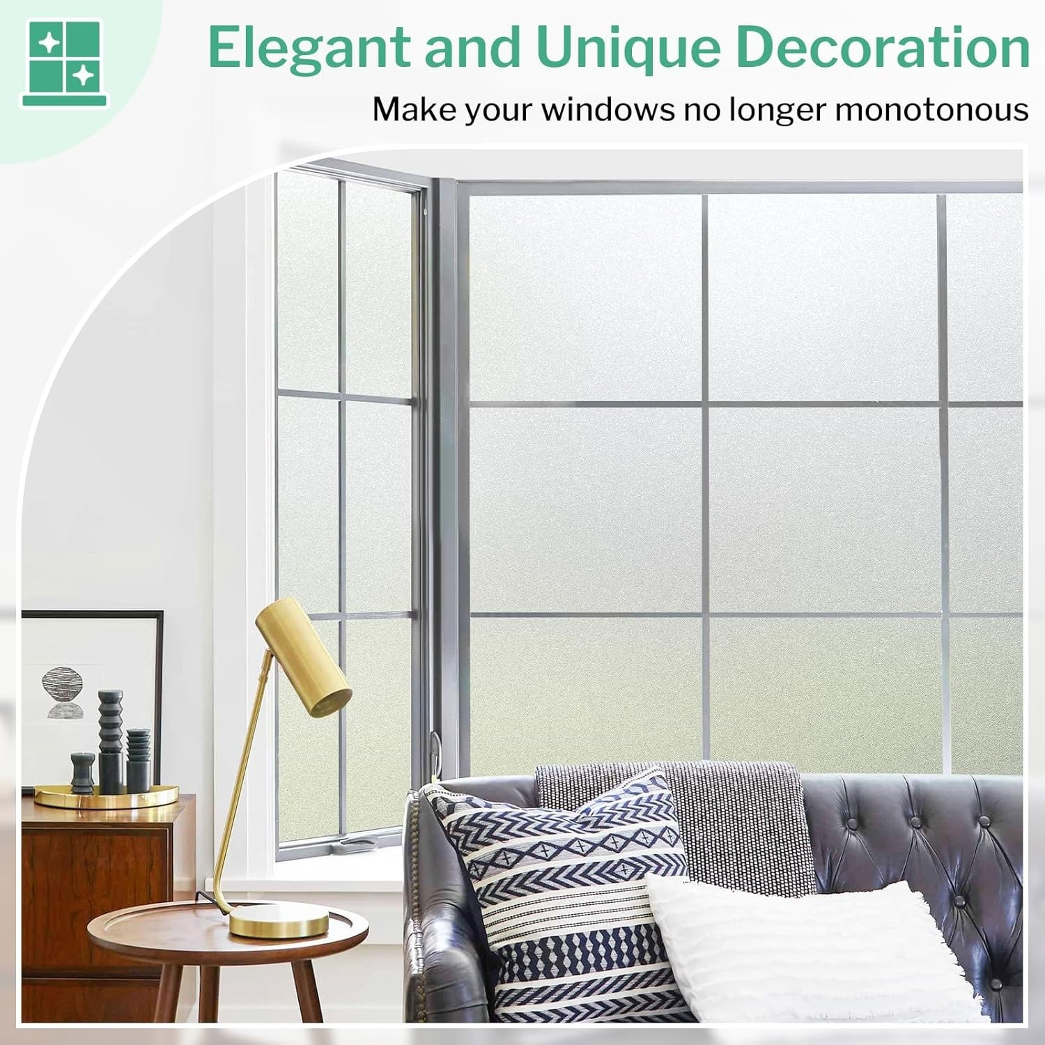 Translucent Privacy Window Film – Non-Adhesive, UV Blocking, 17.5”x78.7”