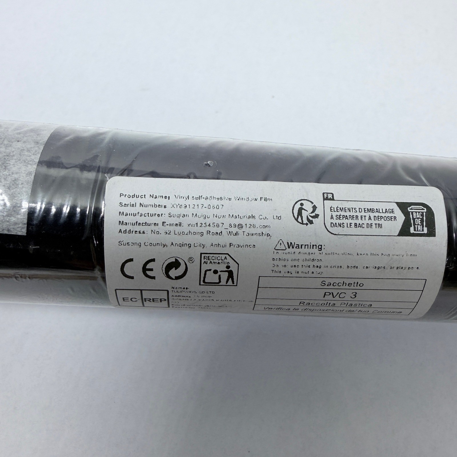 Vinyl Self Adhesive Window Film 15 Percent VLT Black 50x500cm Roll