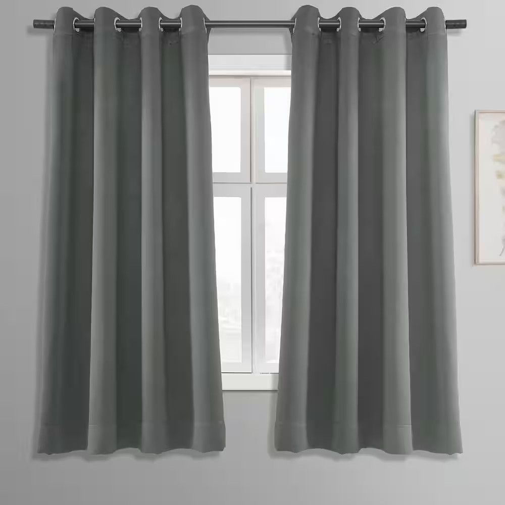 Neutral Grey Rod Pocket Room Darkening Curtain – 50 In. W X 63 In. L (1 Panel)