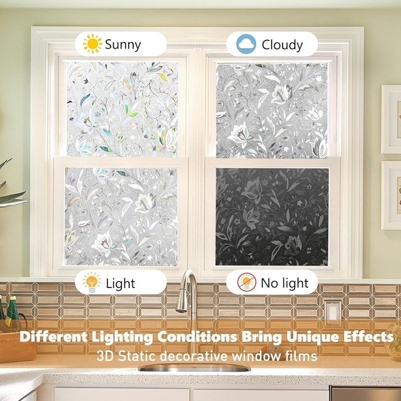 Frosted Window Film UV Blocking Privacy Static Cling Energy Saver 9.56SqFt New