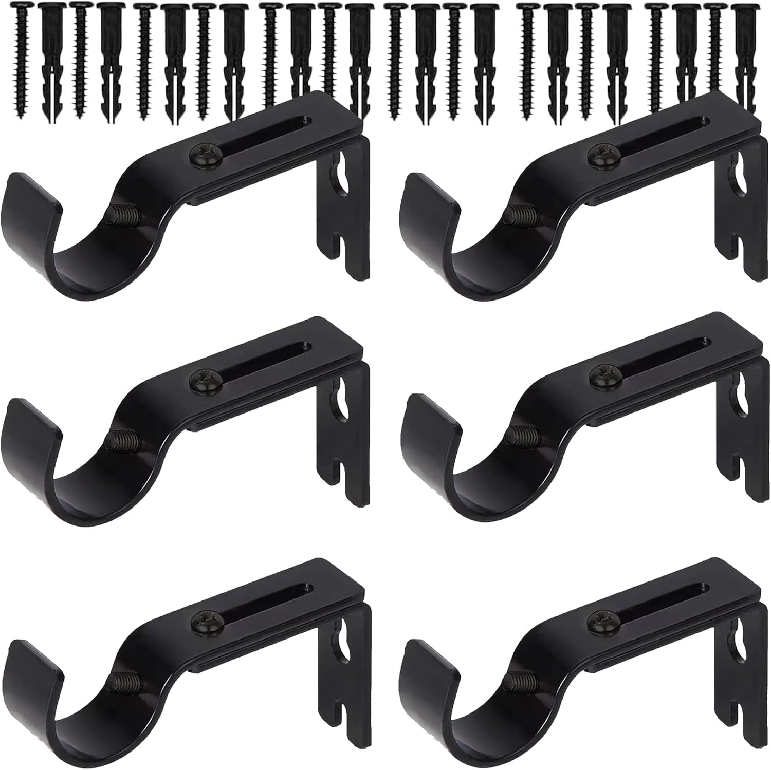 Curtain Rod Brackets for Adjustable, 6 Pack Premium Rod Bracket for Walls, Curta