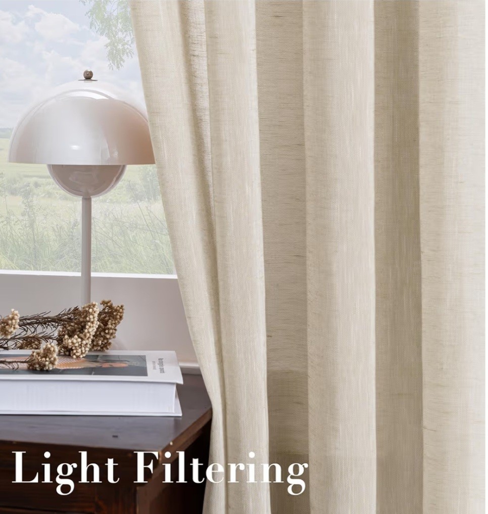 H. Versailtex Linen Light Filtering Sheer Curtains 52×84 Grommet Top Set Of 2