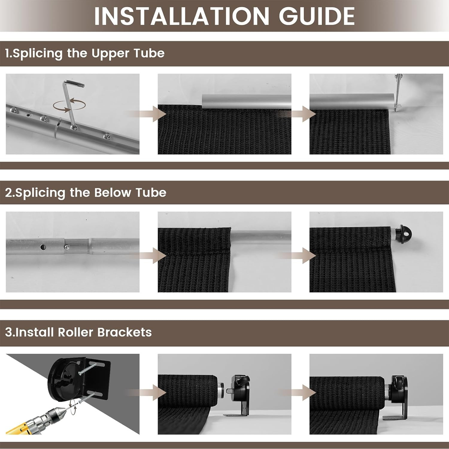 Outdoor Roller Shades for Patio, 8′ W X 8′ H Cordless Patio Shades Roll up Outdo