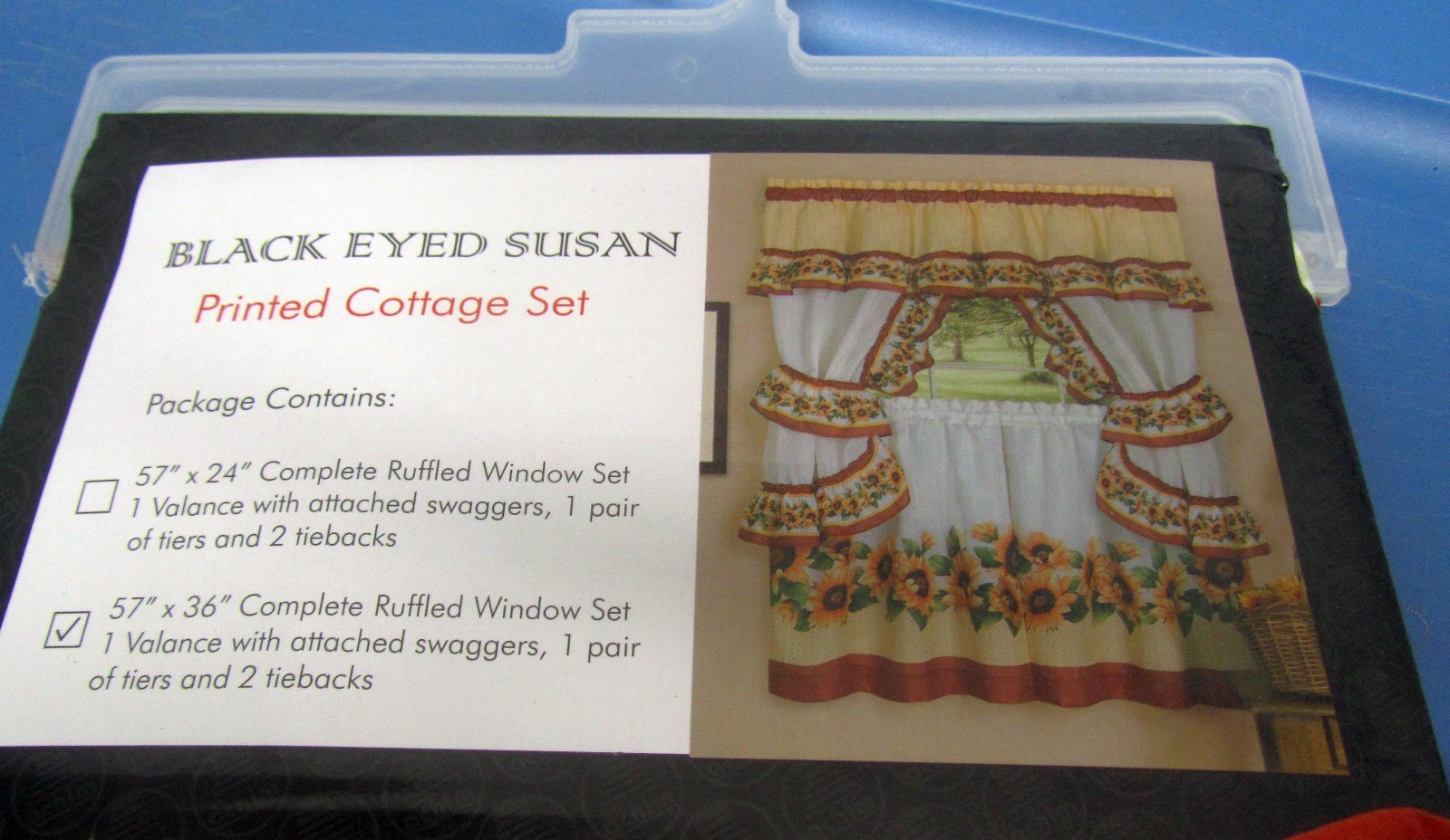 3 Pc Curtains Cottage Set: 2 Tiers & Swag (57″ x 30″) SUSAN SUNFLOWERS by Achim