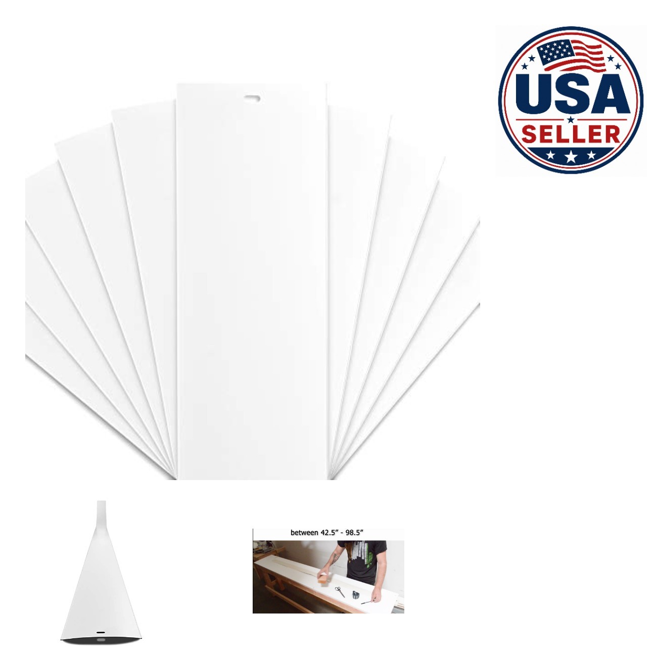 PVC Vertical Blind Replacement Slats Smooth White 10 Pack 82 1/2 Inch Long
