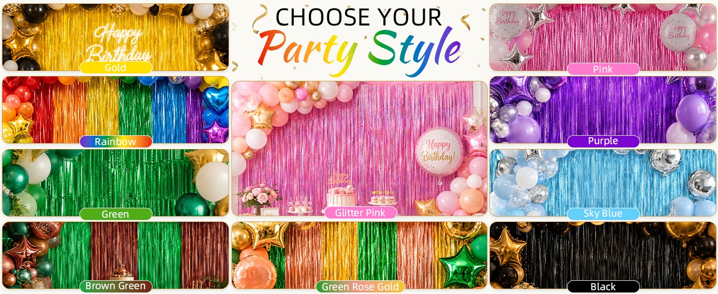 2 Pack Backdrop Curtains, 3.28 Feet x 7.05 Feet Sky Blue Tinsel Backdrop,