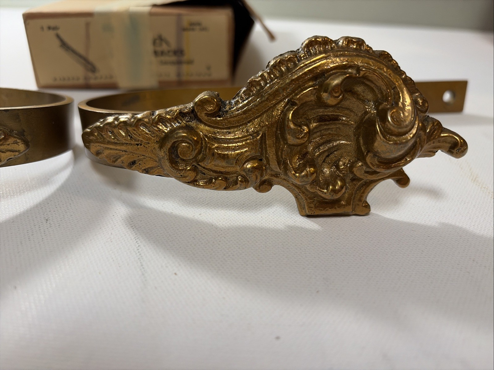 Large Solid Brass Curtain Tieback Set, Drapery Holdback. Vintage Kirsch Company